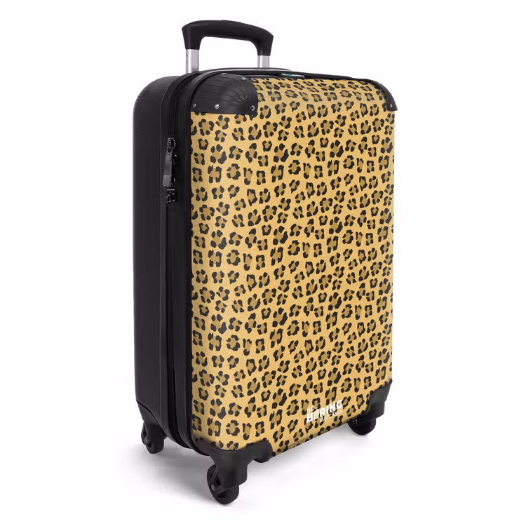 Suitcase - Leopard print on golden yellow background — 4
