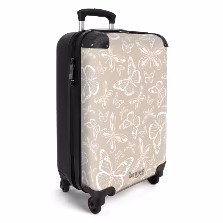 Suitcase - Pattern of butterflies in beige — 4