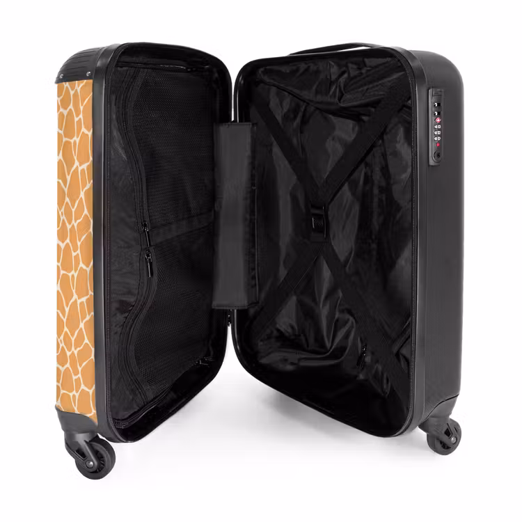 Suitcase - Pattern of giraffe print in orange with beige — 3