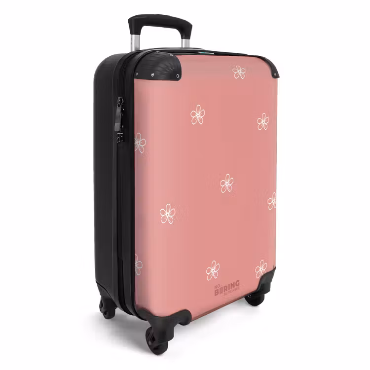 Suitcase - Pink background with white flowers — 4