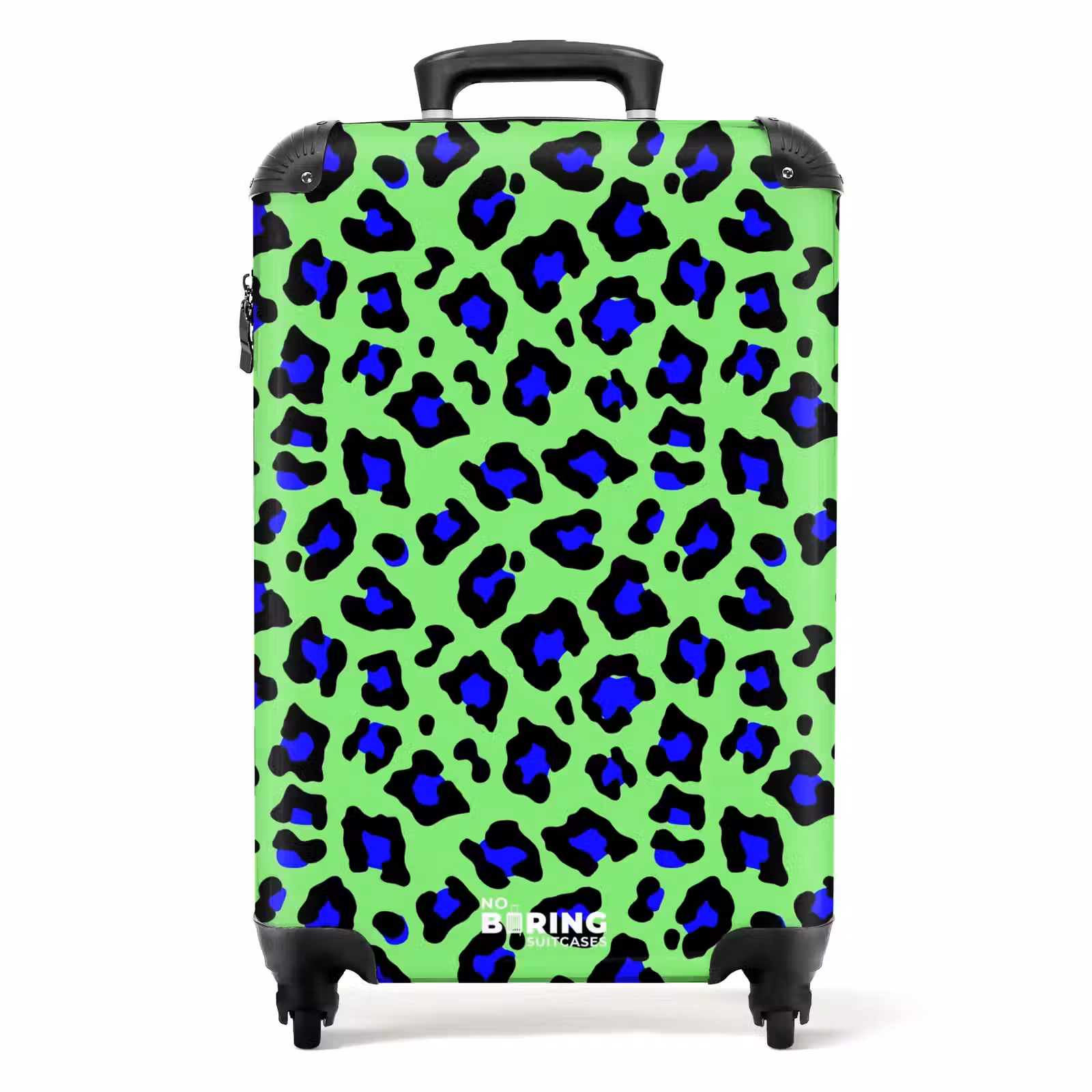 Suitcase - Blue onion horse pattern on green background — 1