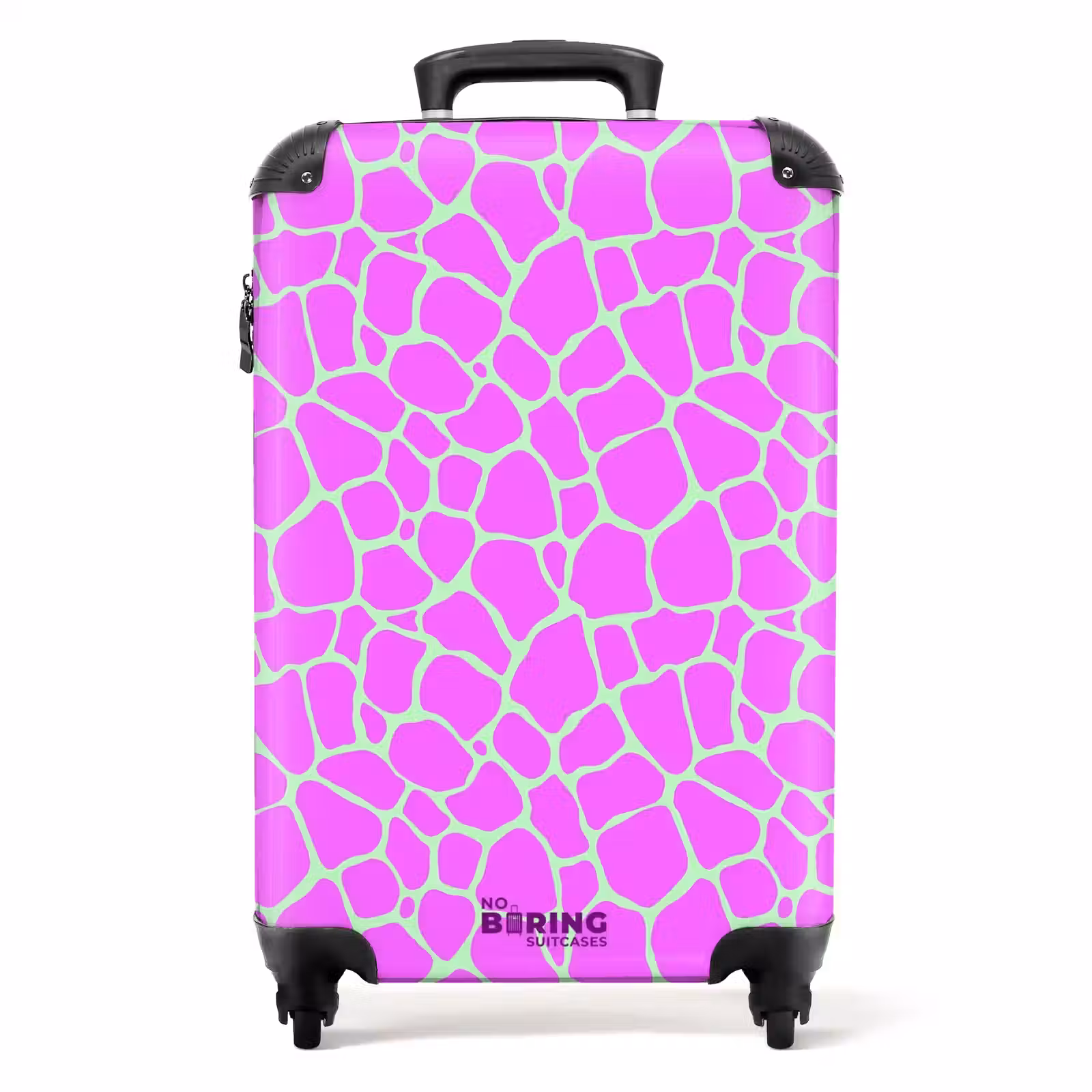 Suitcase - Giraffe print in light green and purple — 1