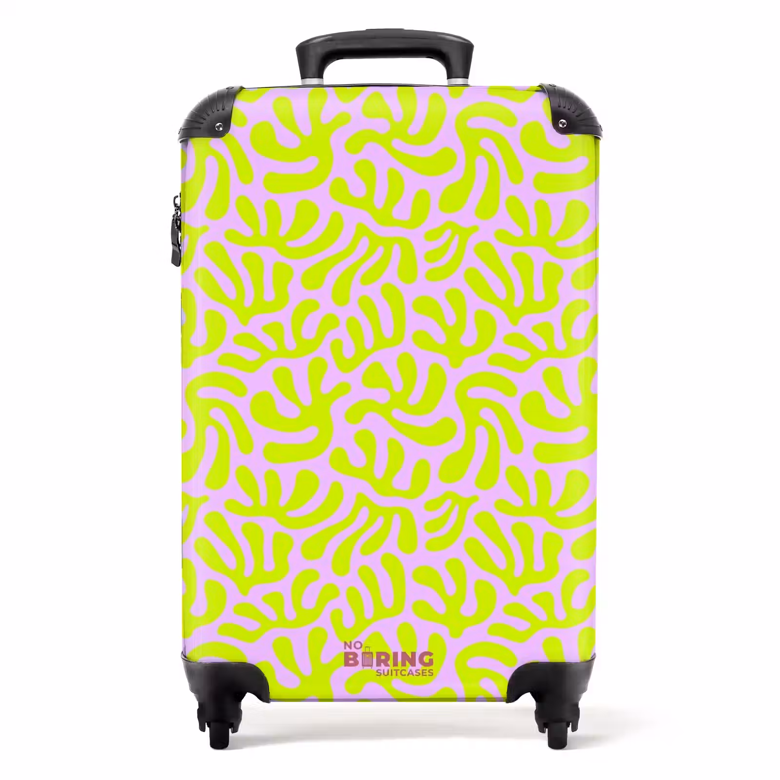 Suitcase - Neon leaves on light pink background — 1