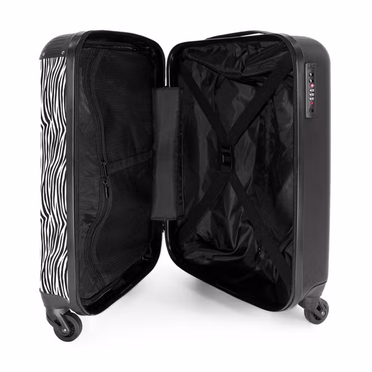 Suitcase - Black and white zebra pattern with wavy stripes — 3