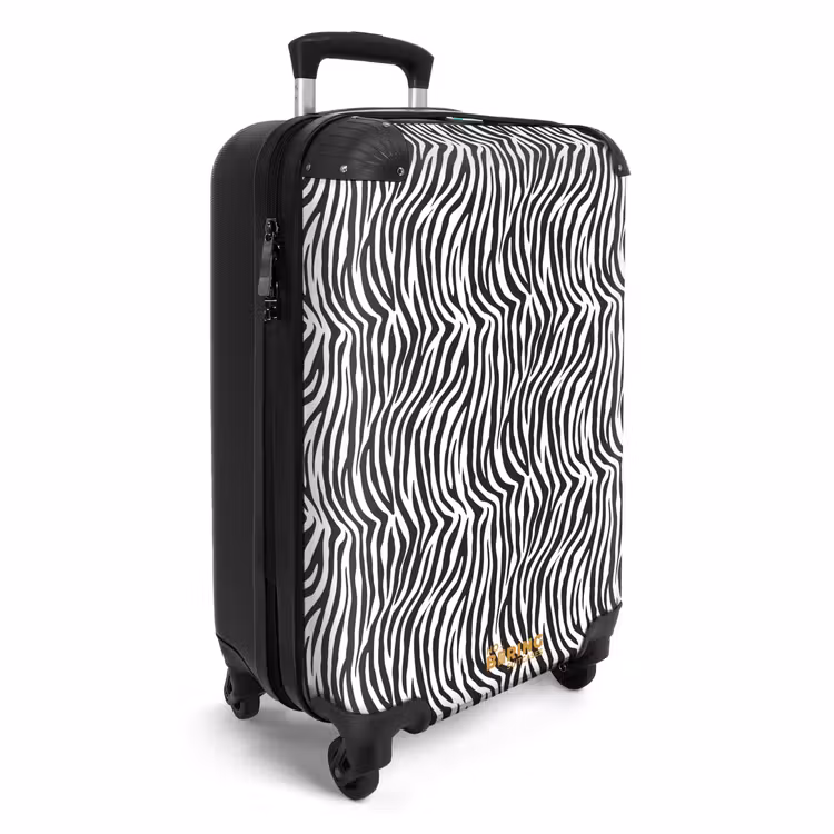 Suitcase - Black and white zebra pattern with wavy stripes — 4