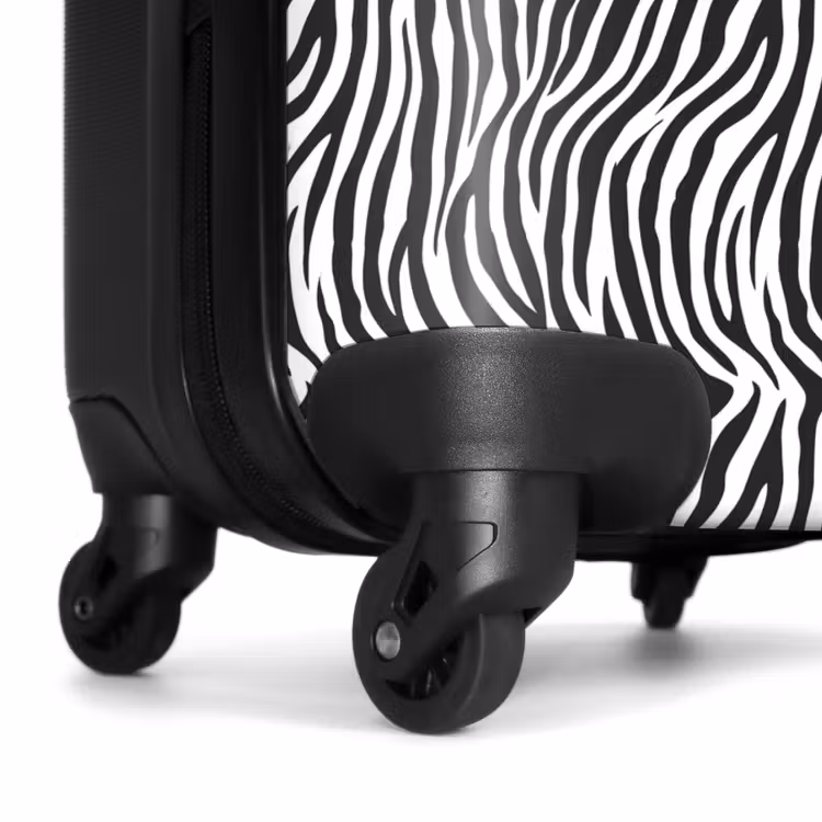 Suitcase - Black and white zebra pattern with wavy stripes — 6