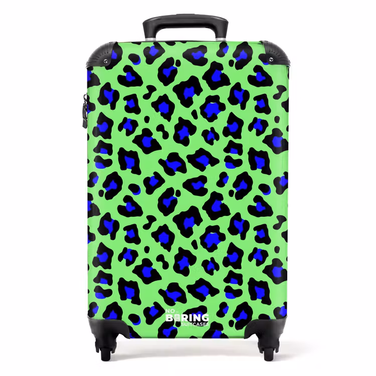 Suitcase - Blue onion horse pattern on green background — 1