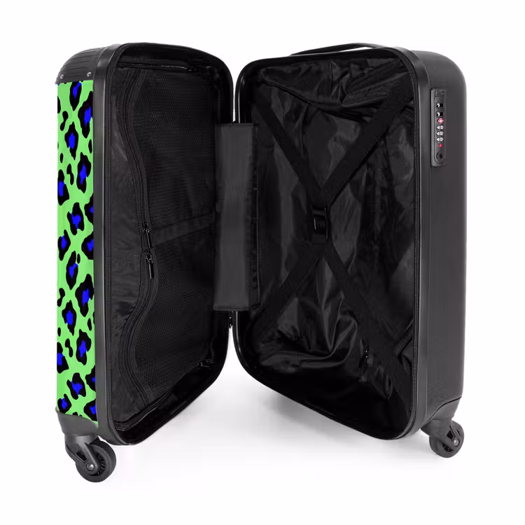 Suitcase - Blue onion horse pattern on green background — 3