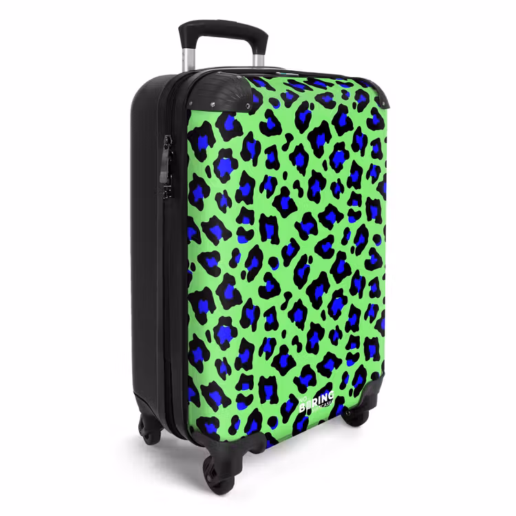 Suitcase - Blue onion horse pattern on green background — 4