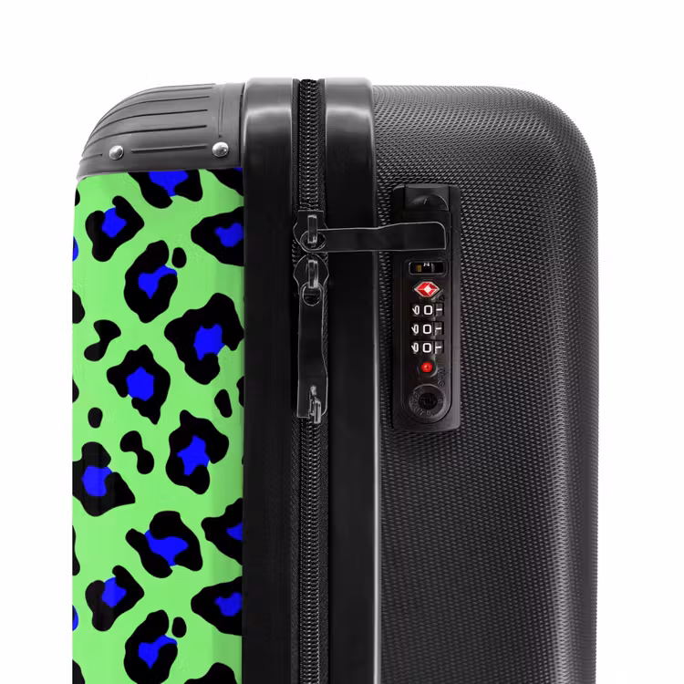 Suitcase - Blue onion horse pattern on green background — 5