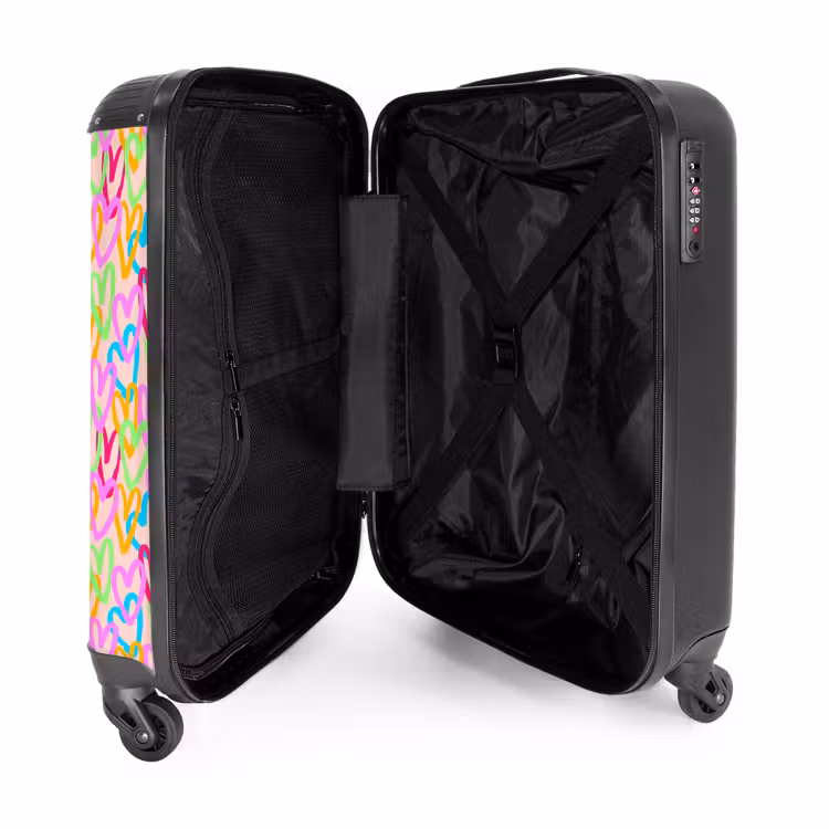 Suitcase - Colorful heart pattern on pastel pink — 3