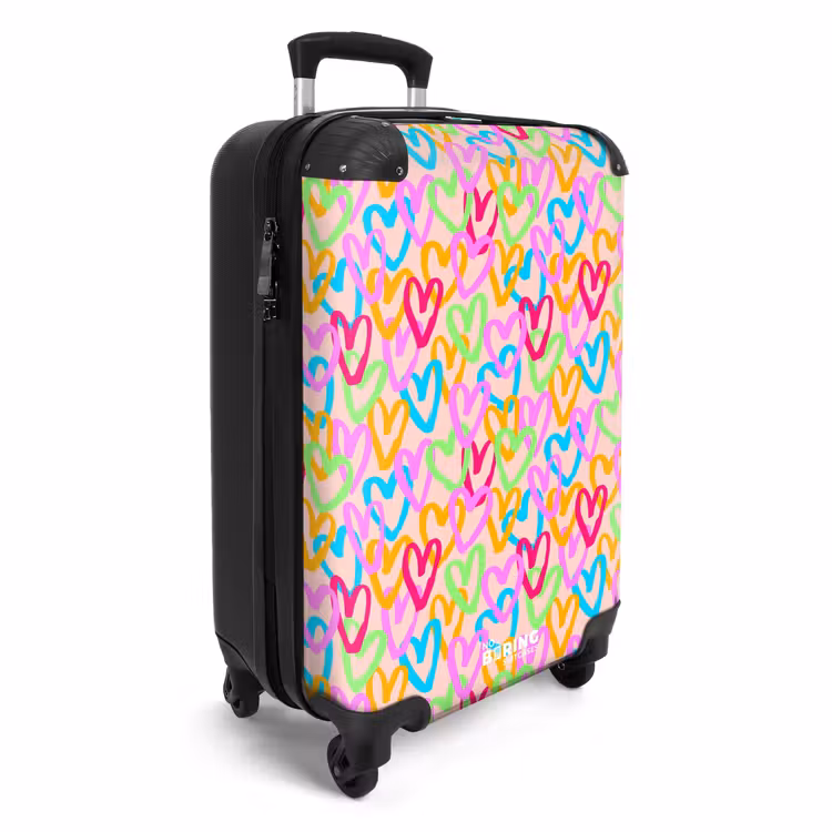 Suitcase - Colorful heart pattern on pastel pink — 4