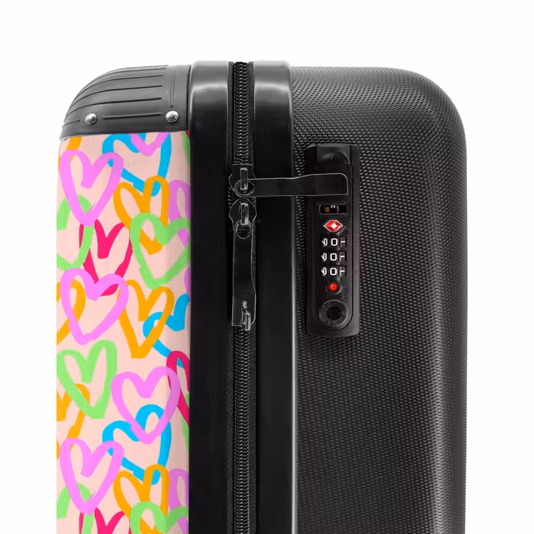 Suitcase - Colorful heart pattern on pastel pink — 5