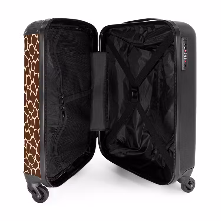 Suitcase - Dark brown giraffe pattern with beige veins — 3