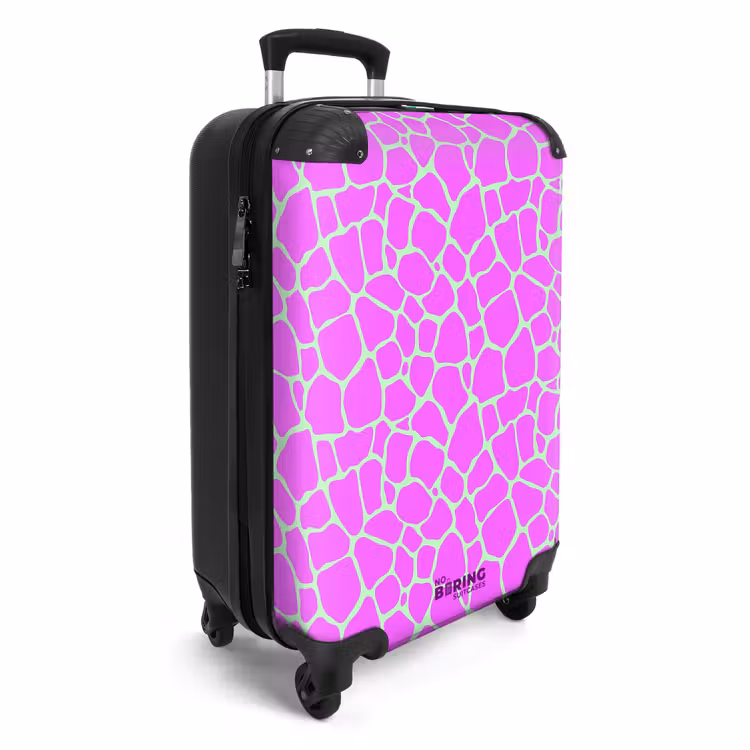 Suitcase - Giraffe print in light green and purple — 4