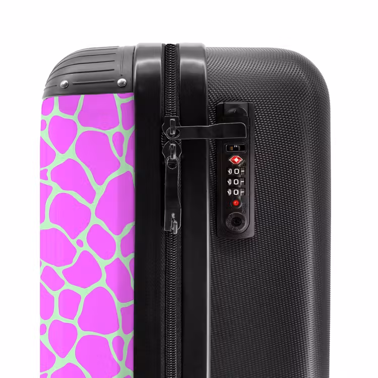 Suitcase - Giraffe print in light green and purple — 5