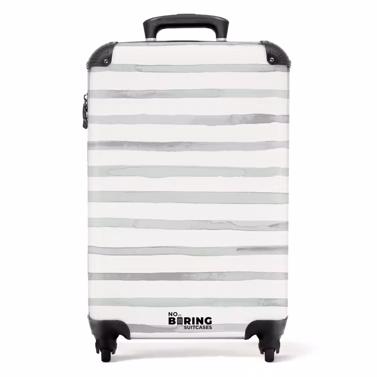Suitcase - Gray watercolor stripes on white — 1
