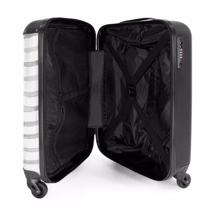 Suitcase - Gray watercolor stripes on white — 3