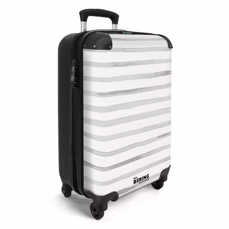 Suitcase - Gray watercolor stripes on white — 4