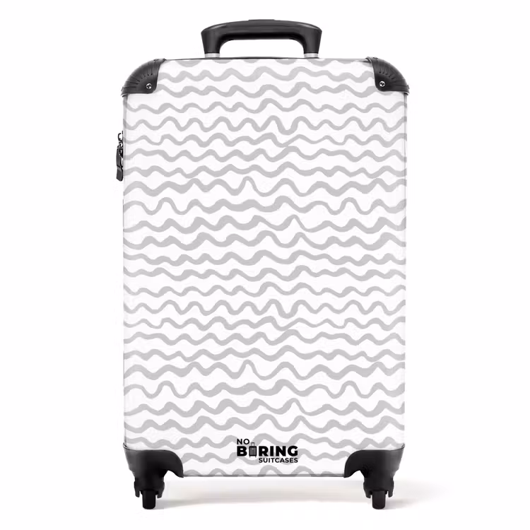 Suitcase - Gray wavy lines on white — 1