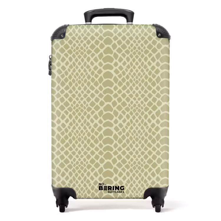 Suitcase - Green reptile skin pattern with symmetrical pattern — 1
