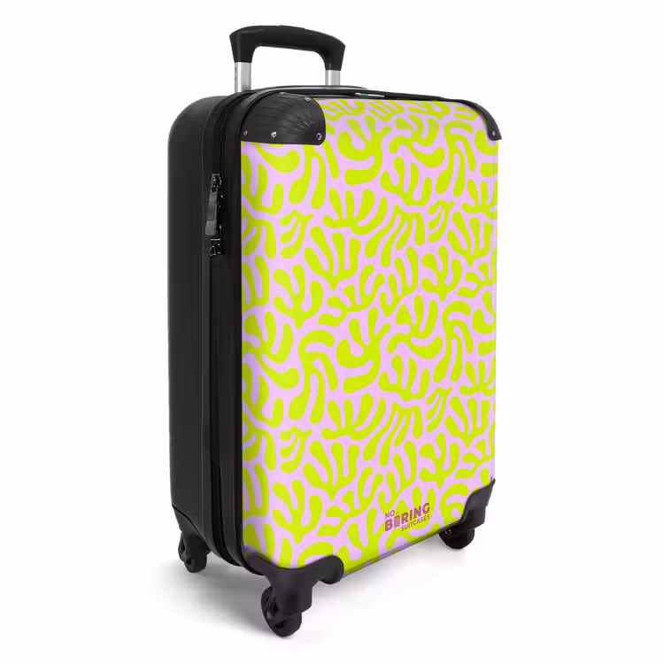 Suitcase - Neon leaves on light pink background — 4