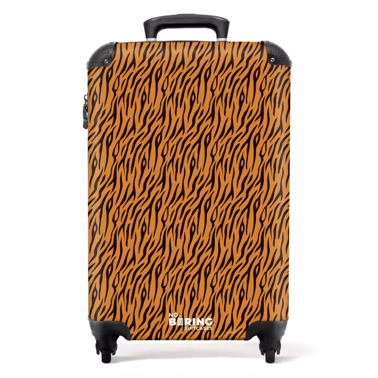 Suitcase - Orange tiger stripes with flowing motif — 1