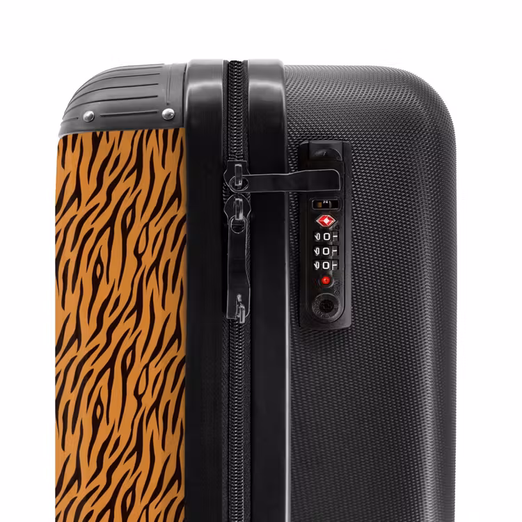 Suitcase - Orange tiger stripes with flowing motif — 5