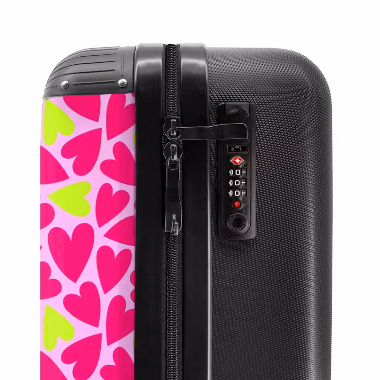 Suitcase - Pink and lime green hearts on light pink background — 5