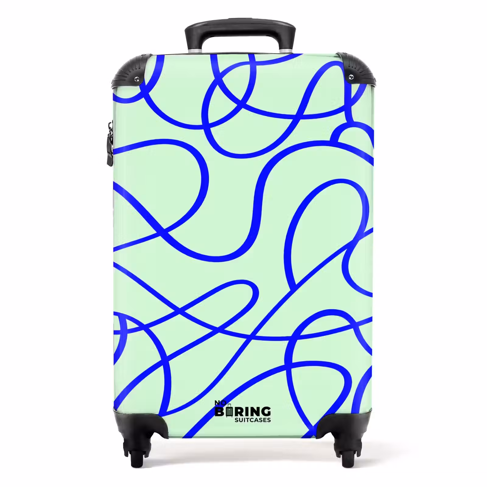 Suitcase - Cobalt blue curly track on mint green — 1