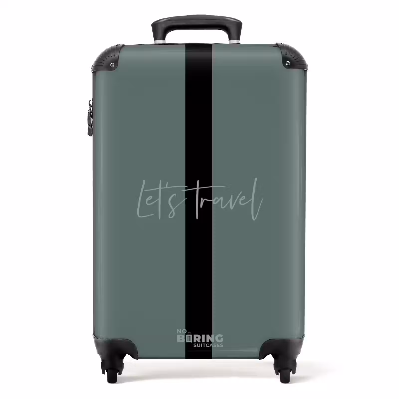 Suitcase - Green background with text Let's Travel — 1
