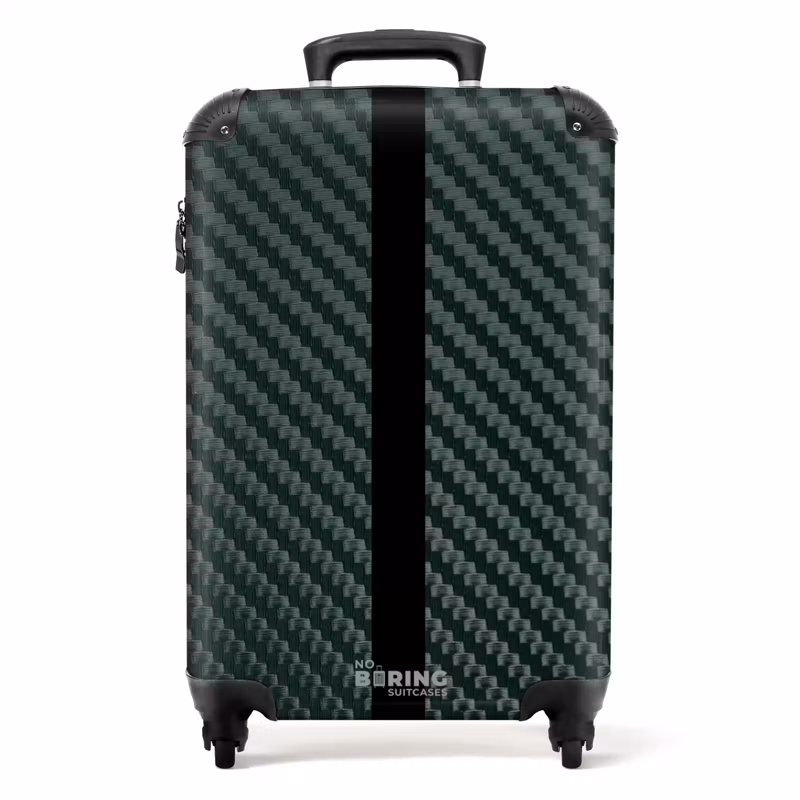Suitcase - Green carbon structure with black center stripe — 1