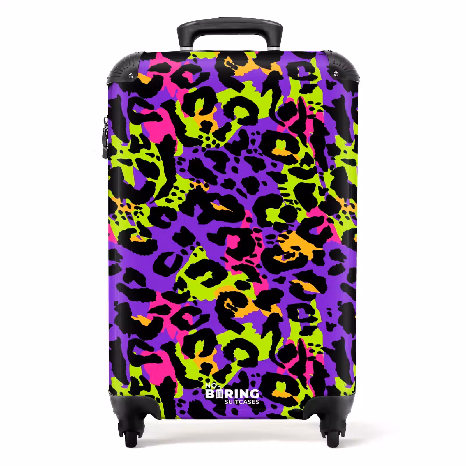 Suitcase - Neon panther print on purple with colorful accents — 1