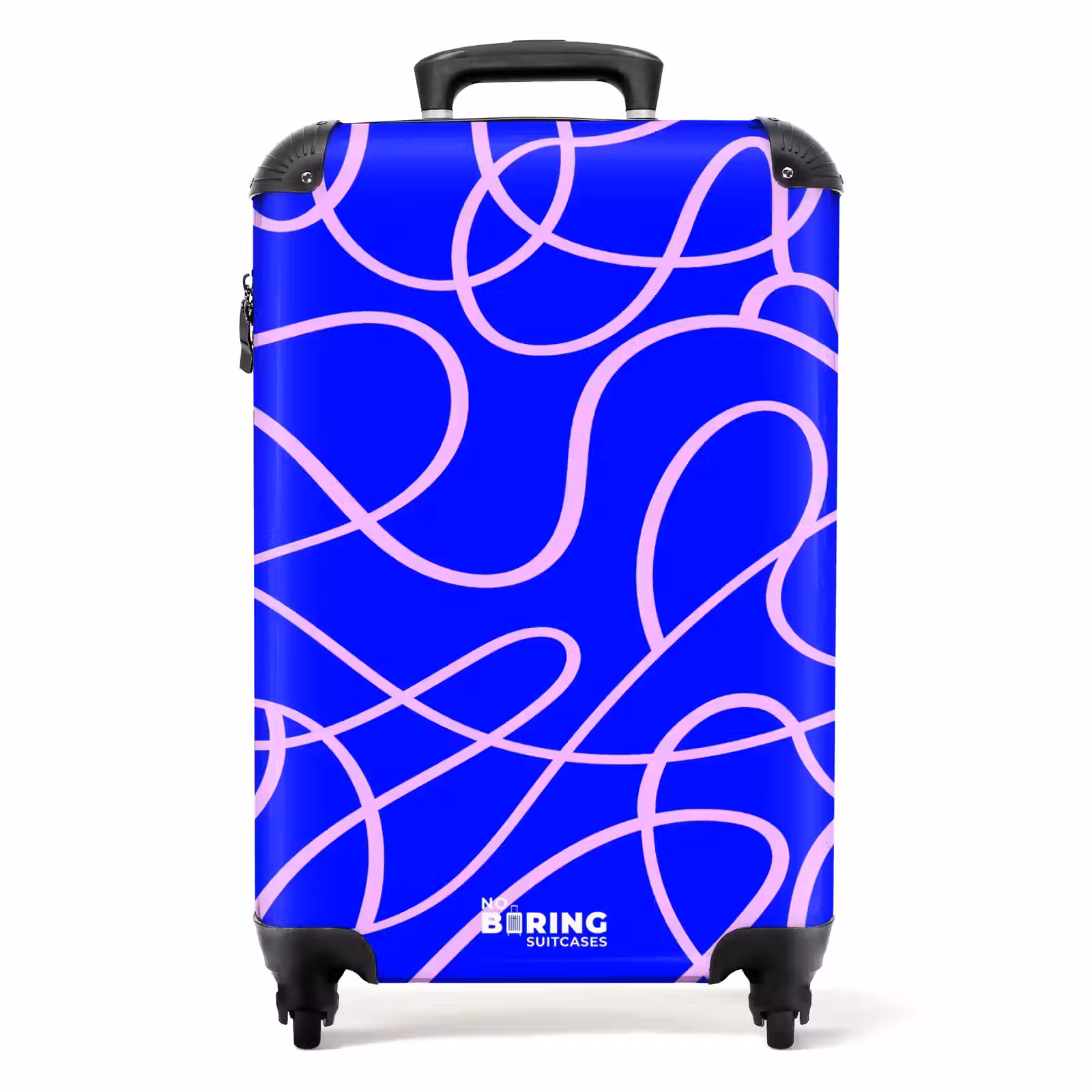 Suitcase - Pink lines on cobalt blue — 1