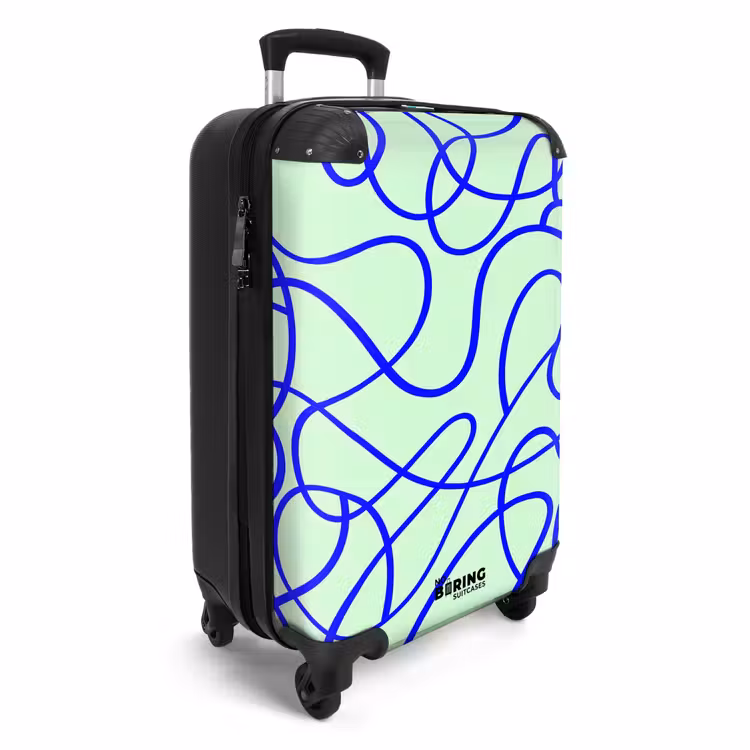Suitcase - Cobalt blue curly track on mint green — 4