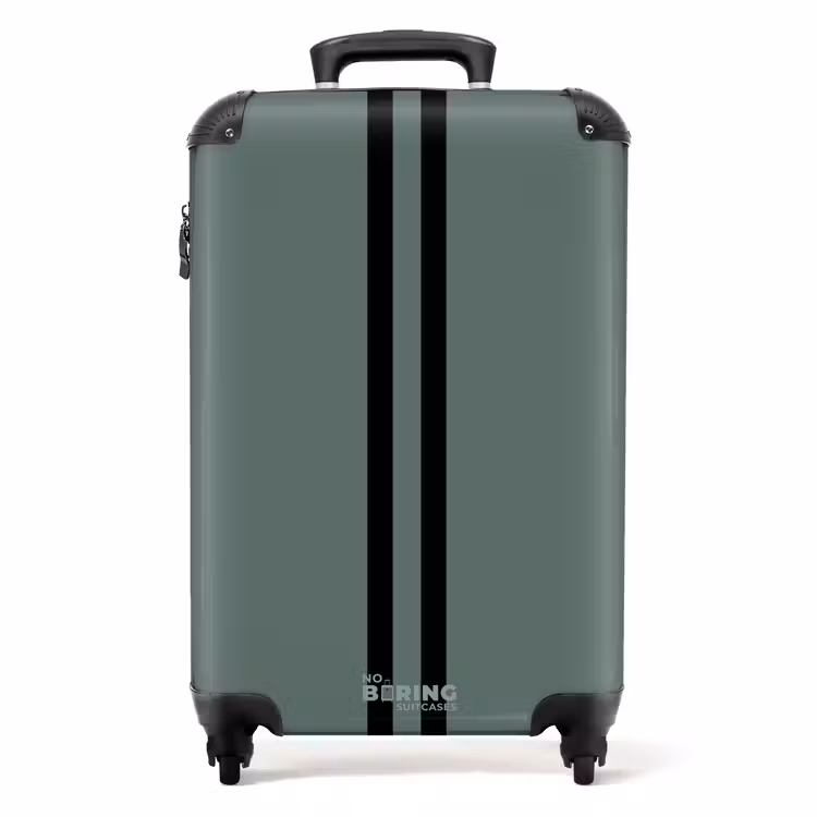 Suitcase - Green background with double vertical black stripes — 1