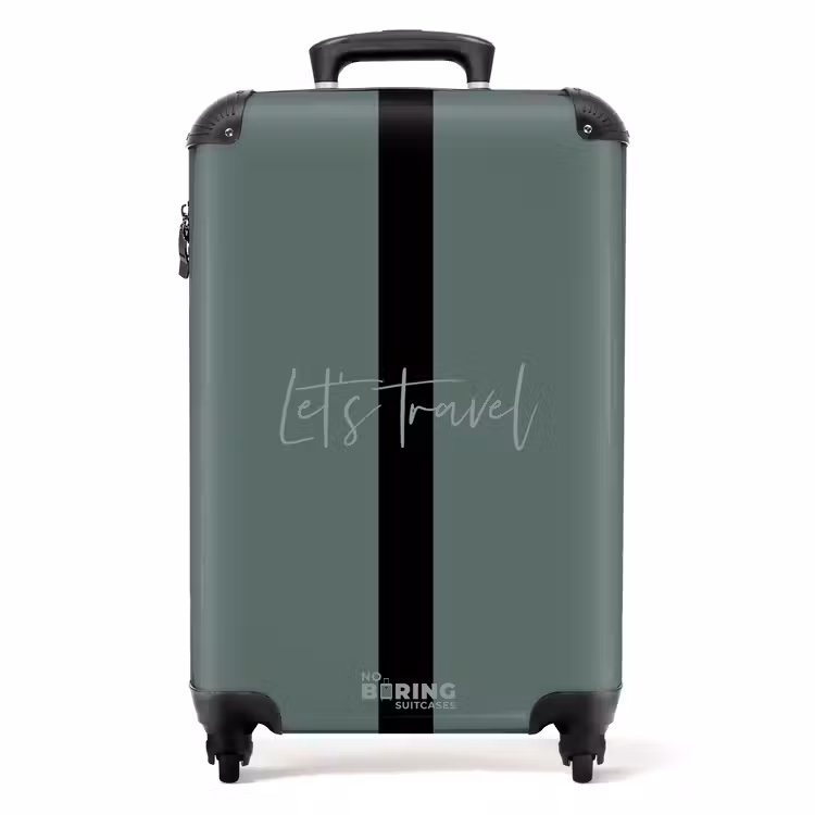 Suitcase - Green background with text Let's Travel — 1