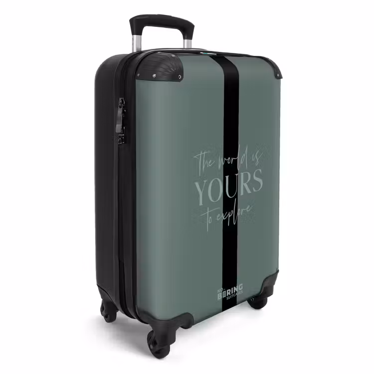 Suitcase - Green background with text The world is yours to explore — 4