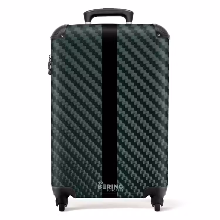 Suitcase - Green carbon structure with black center stripe — 1