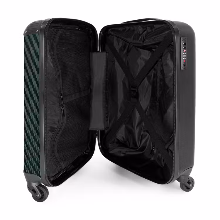 Suitcase - Green carbon structure with black center stripe — 3
