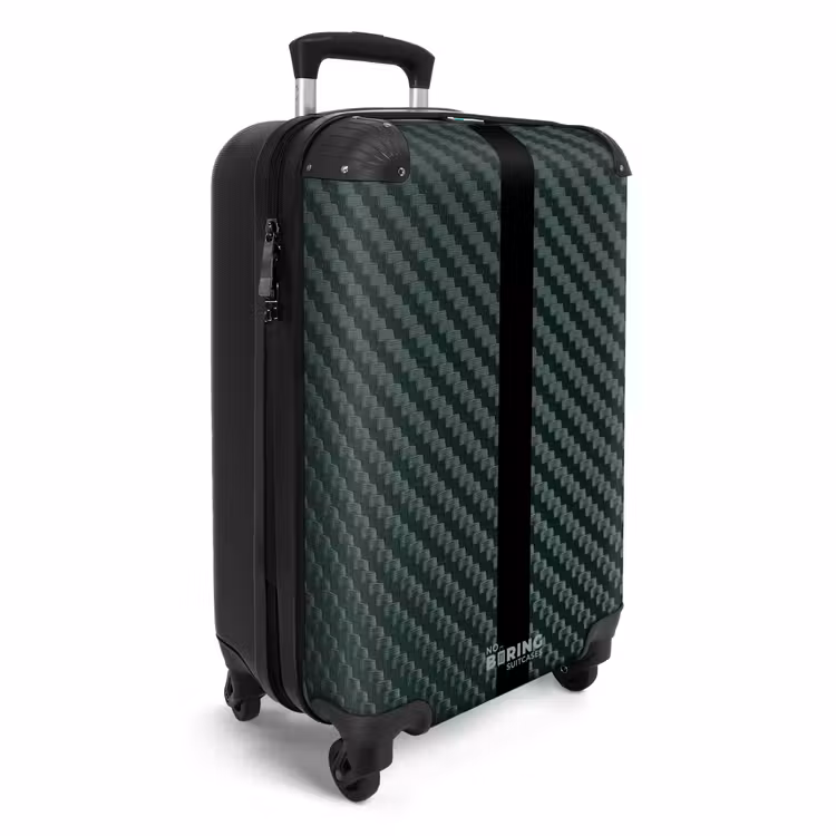 Suitcase - Green carbon structure with black center stripe — 4
