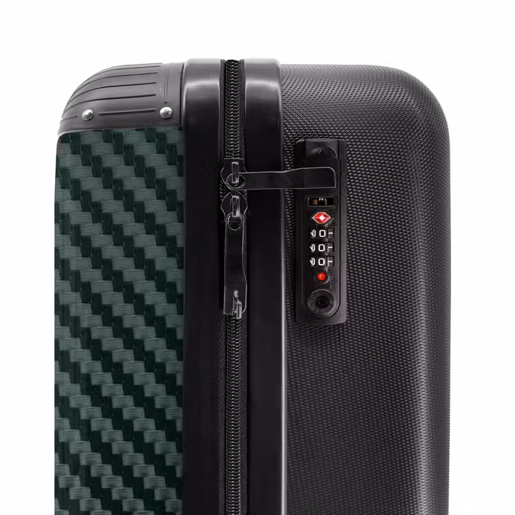 Suitcase - Green carbon structure with black center stripe — 5