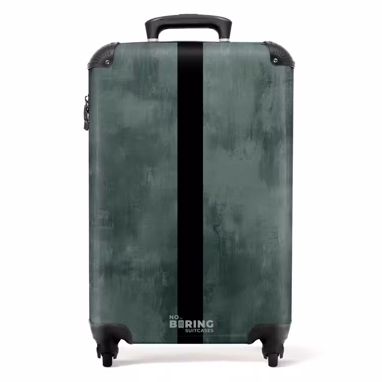 Suitcase - Green concrete look with black stripe — 1