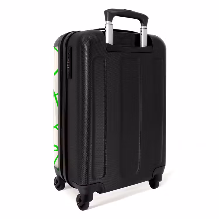 Suitcase - Green curly lines on beige — 2
