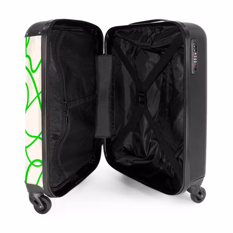 Suitcase - Green curly lines on beige — 3