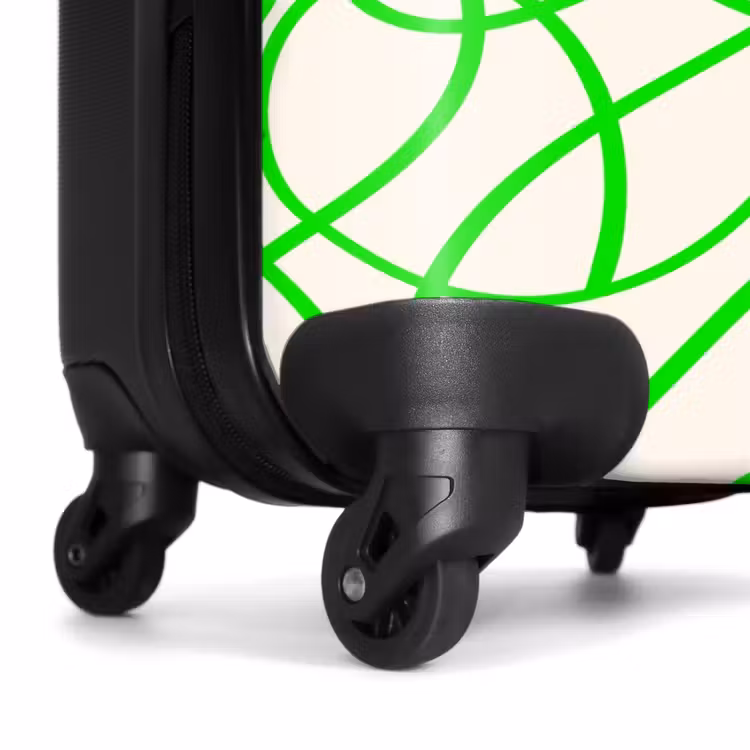 Suitcase - Green curly lines on beige — 6