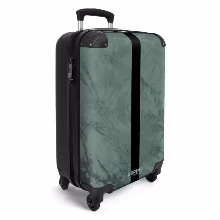 Suitcase - Green marble look with black vertical stripe — 4