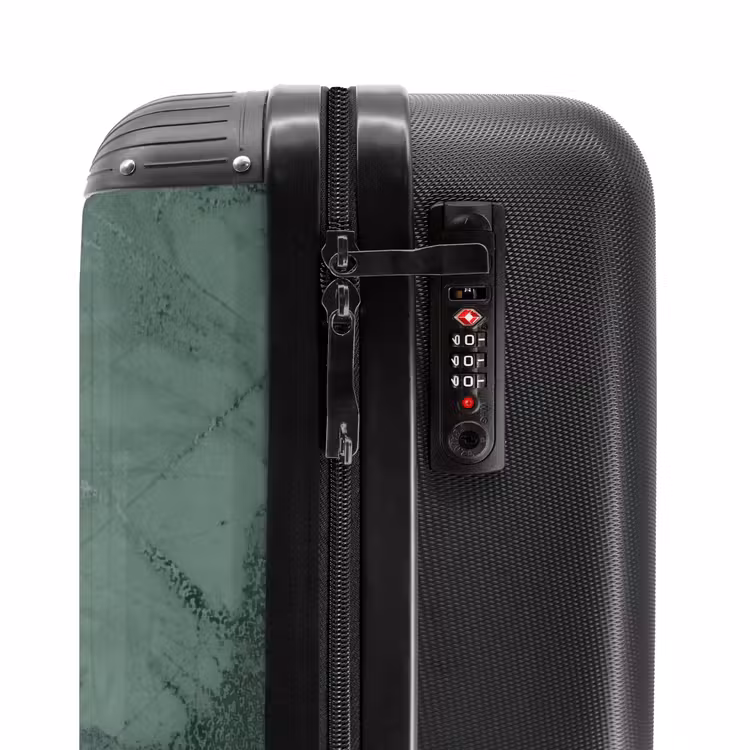 Suitcase - Green marble look with black vertical stripe — 5