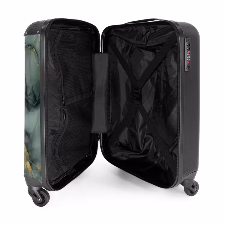 Suitcase - Green marble texture with gold accents — 3