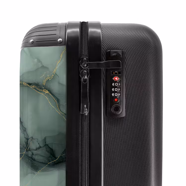 Suitcase - Green marble texture with gold accents — 5
